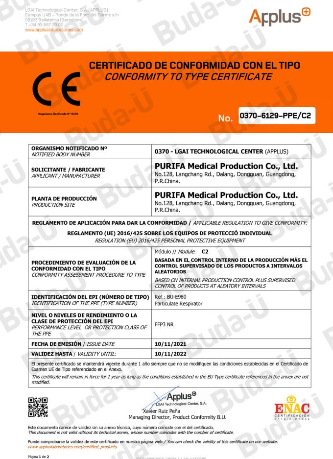 Certificat du module C2 de la CE 0370 – 1of 2