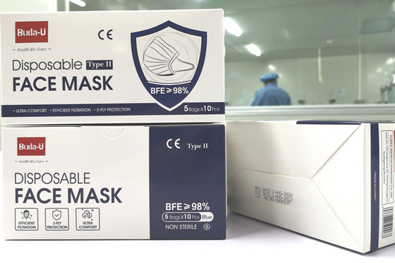 Type particulaire jetable médical bleu II 10Pcs/Box de masque de respirateur de 3 couches