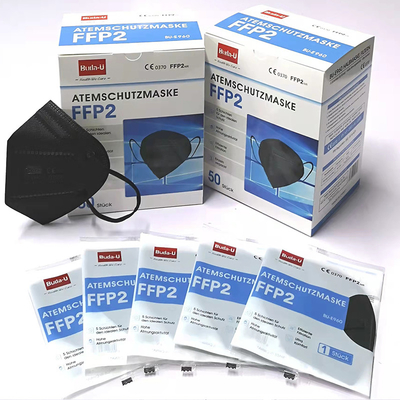 Masque de moitié FFP2 de filtrage noir, masque non-tissé de respirateur, total 5 couches avec rayer le blanc de couche, CE 0370 et FDA