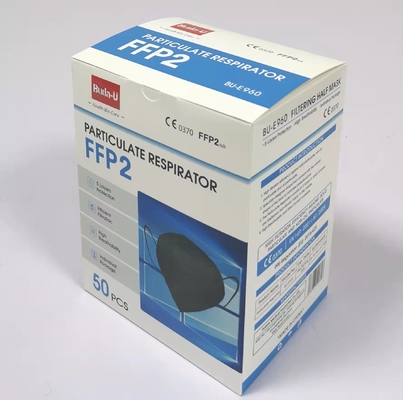 Masque protecteur FFP2 protecteur avec du CE 0370, masque de poussière FFP2 avec la bonne caisse d'emballage, couleur noire, 50pcs/boîte