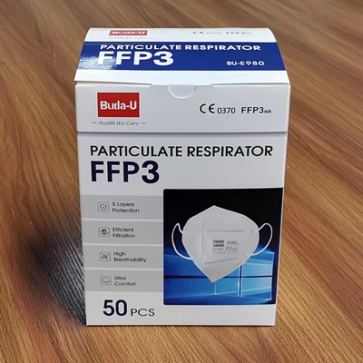 Masque particulaire blanc de respirateur de masque protecteur FFP3 aucun Earloops de valve, respirable, doux et confortable