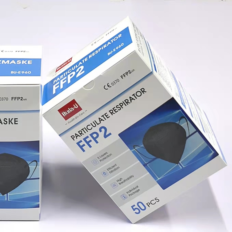 5 couches de masque jetable du respirateur FFP2, masque protecteur non-tissé, CE ont certifié le masque de poussière FFP2, copie gravante en refief noire