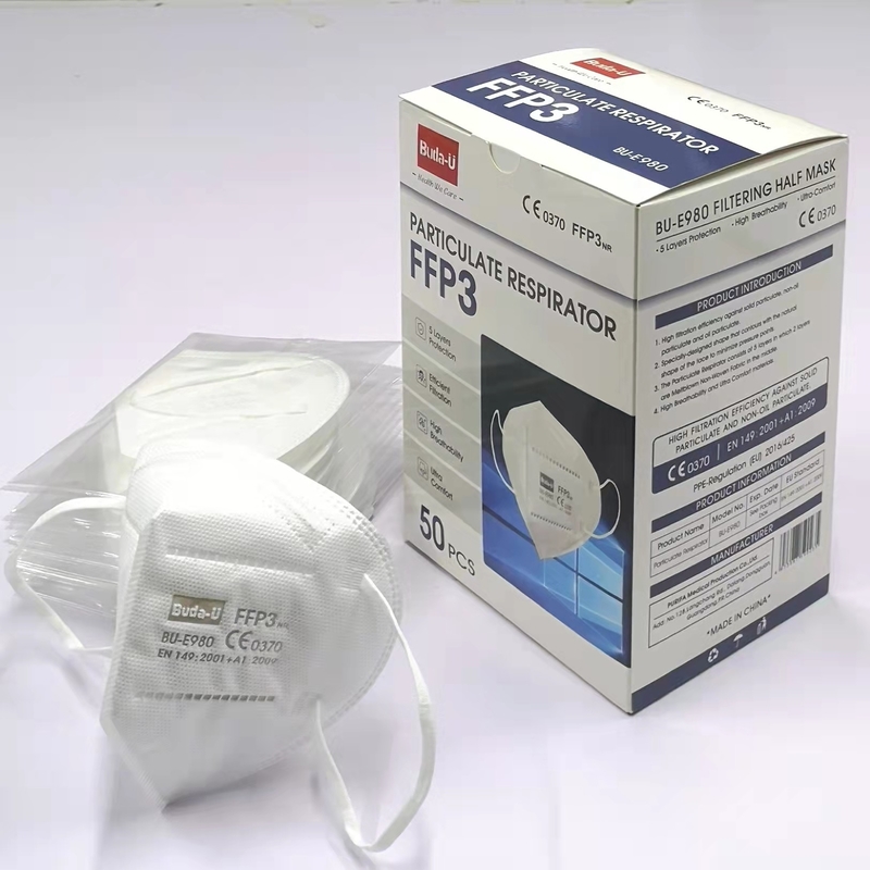 Masque protecteur non-tissé de tissu, masque protecteur jetable, masque de poussière FFP3, FFP3 respirateur particulaire CE0370, FDA