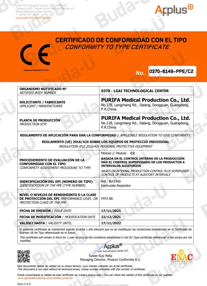Certificat du module C2 de la CE 0370 – 1of 2