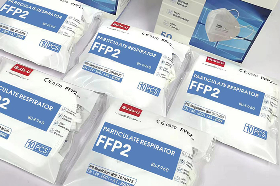 Le respirateur particulaire de masque protecteur FFP2, masque de moitié FFP2 de filtrage, les PCs 1 emballent ou 10 PCs emballent 50 PCs /Box