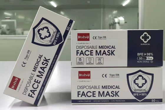 Type IIR masque protecteur chirurgical de 3 plis avec 98% BFE minimum
