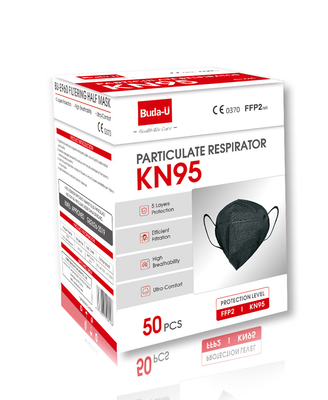 Masque noir pliable du respirateur KN95, certification de la CE de FDA de masque protecteur du respirateur KN95