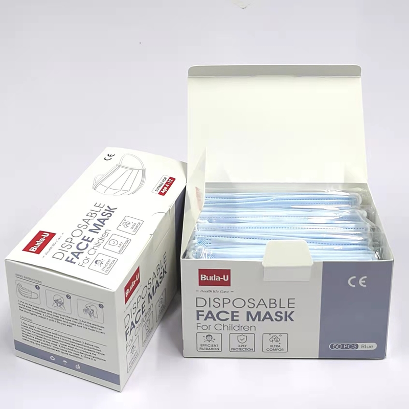 Masque protecteur médical jetable bleu, masque protecteur d'enfants d'Earloop MDR 3 couches