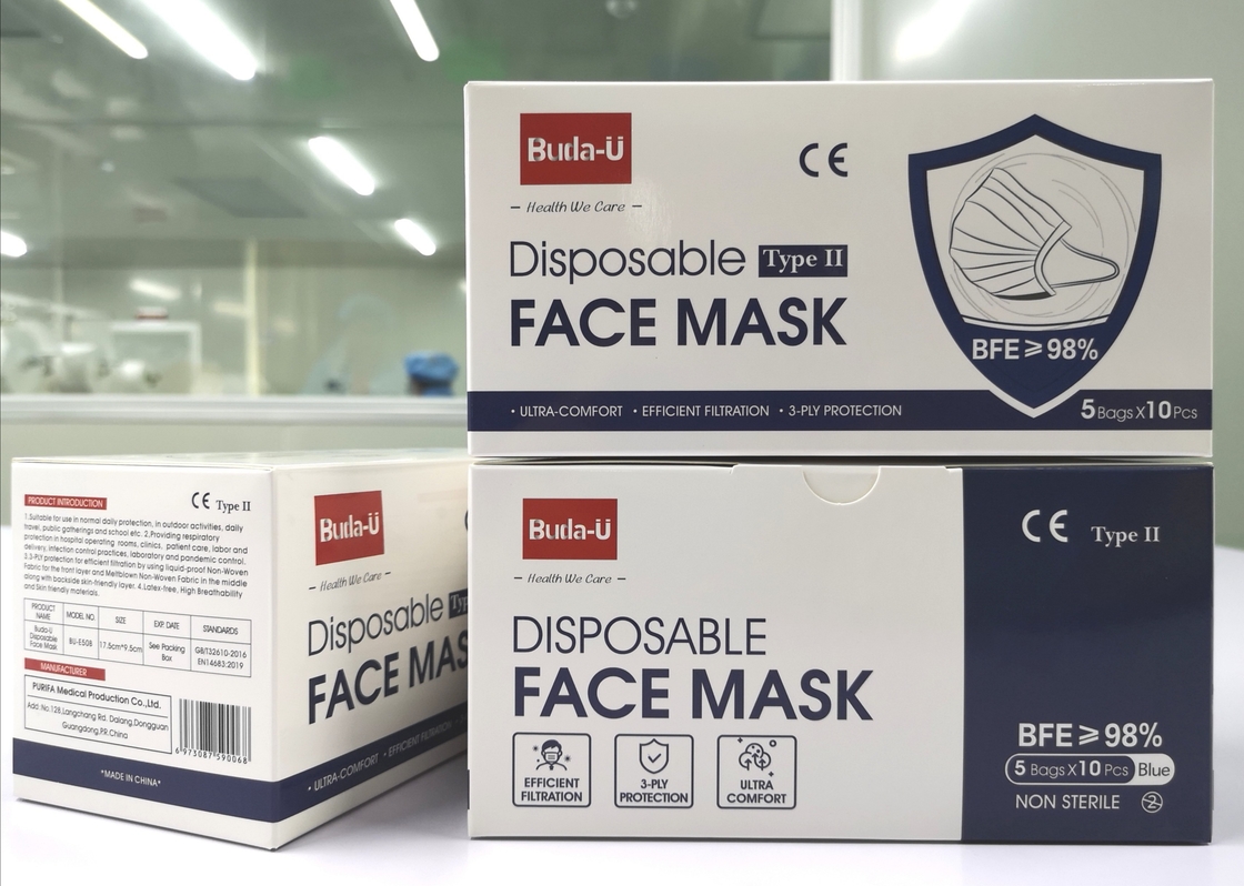 Masque protecteur protecteur médical de l'adulte 3PLY de Buda-U pour le niveau II de Covid ASTM